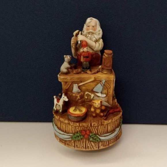 Musical Ceramic Santa's Workshop Christmas Figurine - Picture 1 of 5